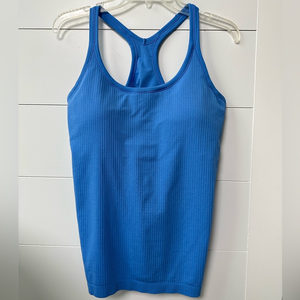 Lululemon Ebb to street tank top light support shelf tank bra B/C cup blue